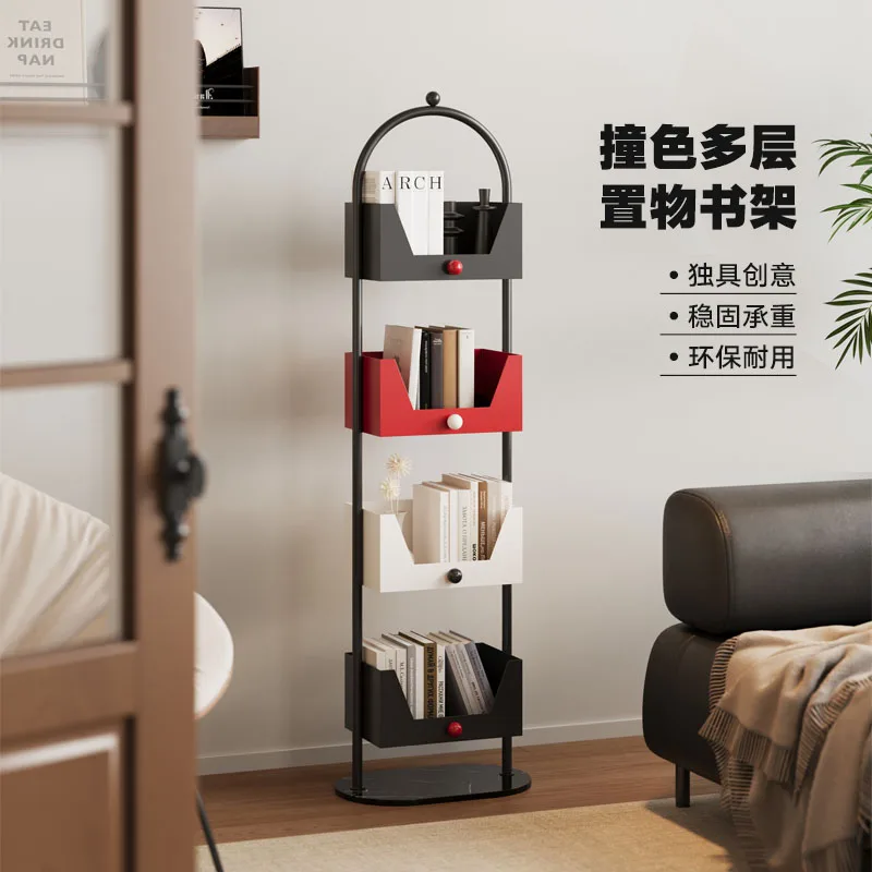 

Bookshelf Floor to ceiling Bedroom Corner display Snack rack Living room storage Narrow cabinet Wrought iron storage rack Multi-