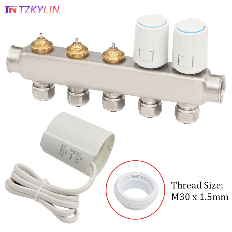 

230 В нормально закрытый нормально открытый электрический термоэлектрический привод M30x1,5 для водяных клапанов или коллекторов в системе подогрева пола