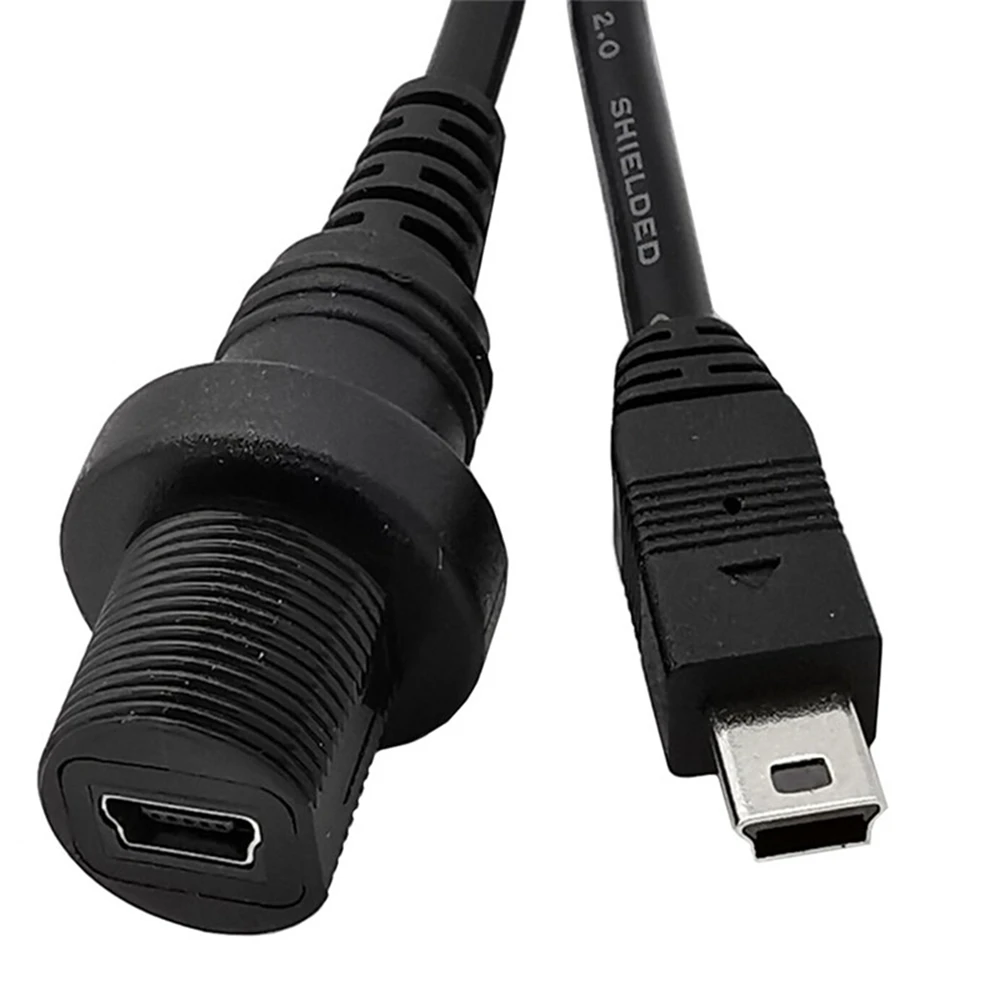 Mini USB 2.0 IP67 Waterproof Cable, mini USB 2.0 Male to Female IP 67 Waterproof Panel Mount Connector Extension Cable