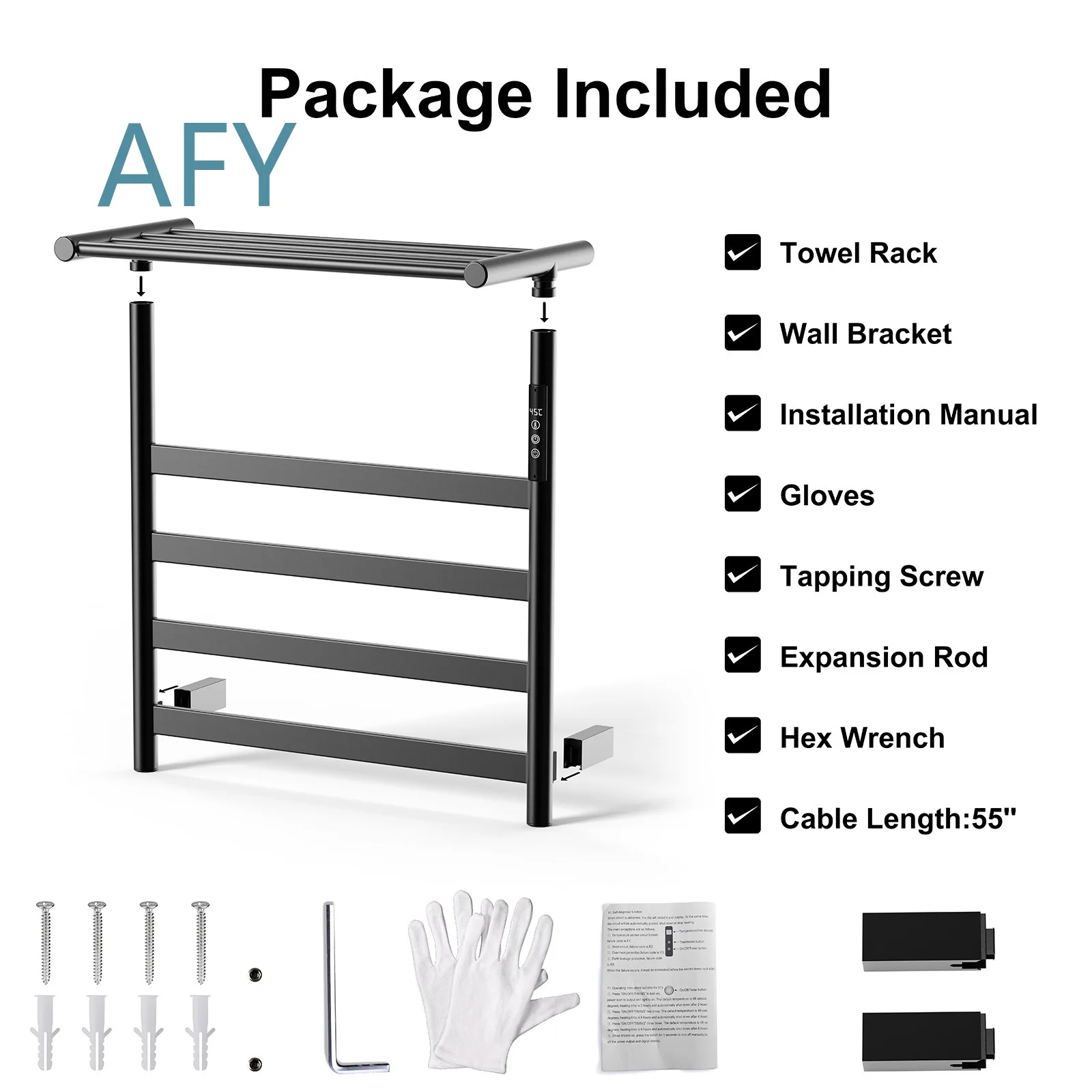 Electric Heated Towel Rack for Bathroom Home Use Stainless Steel Smart Thermostatic Towel Warmer for Towels and Bathrobes