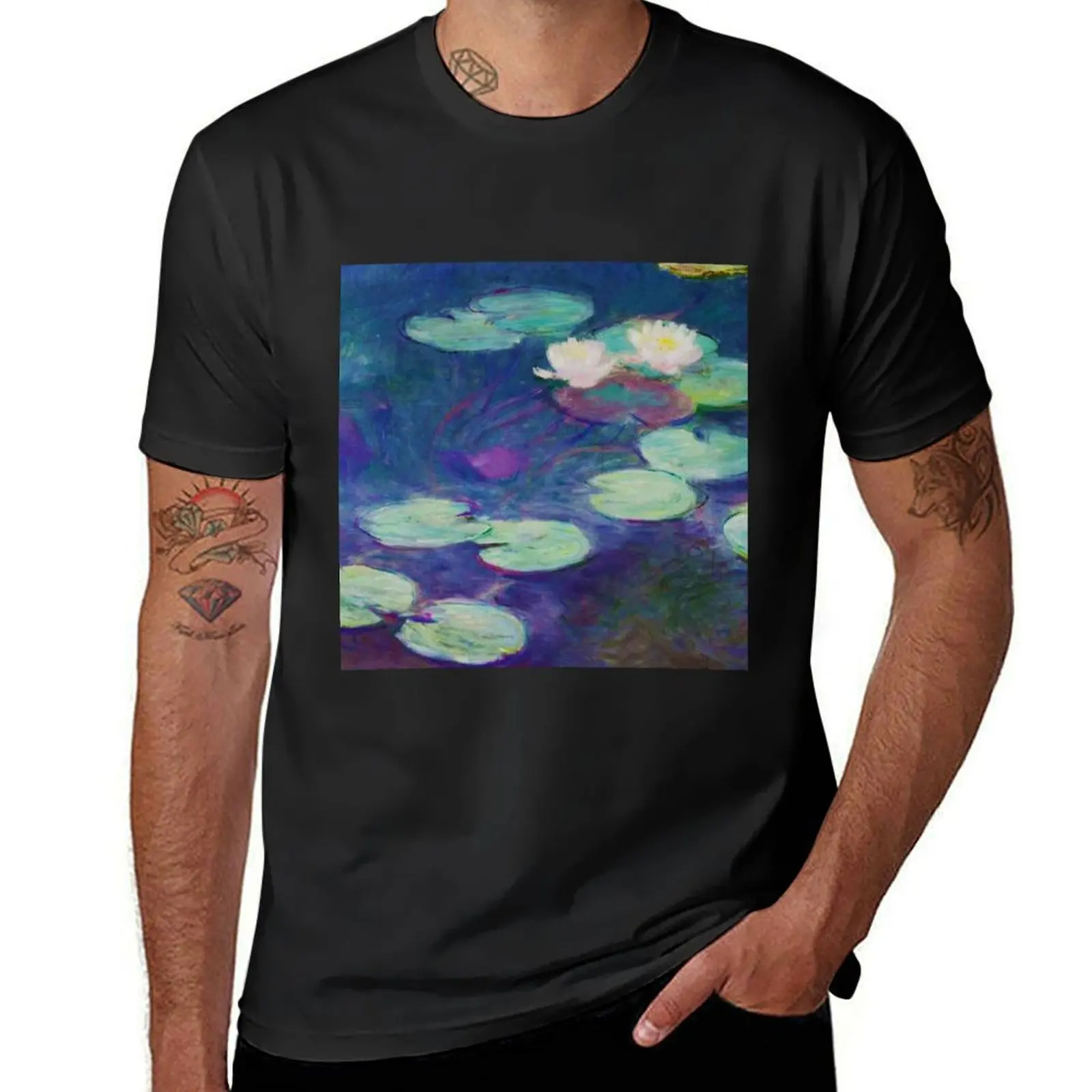 Digital Art essay: Claude Monet Nymphéas, 1897-1899 T-Shirt plain tops funnys heavy weight t shirts for men