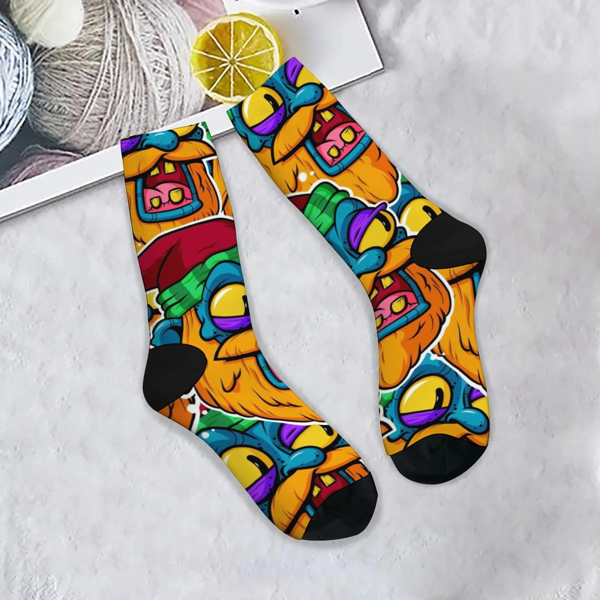 

Повседневные носки в стиле ретро с граффити в стиле Харадзюку, новые и модные мужские носки с преувеличенным принтом персонажей, подарки для вечеринок