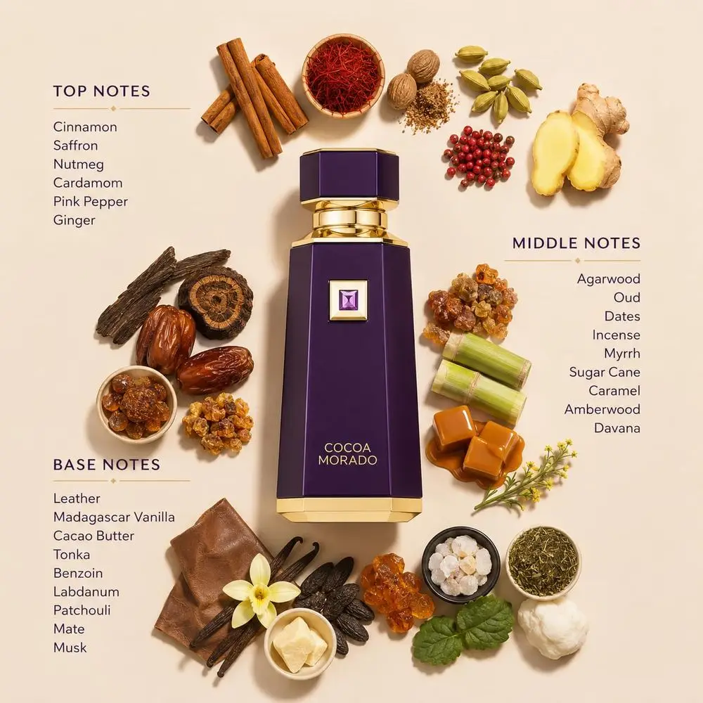 French Avenue Liquid Brun & Cocoa Morado Eau de Parfum 2 Pack Set 100ml Each, Unisex Warm Gourmand Woody Fragrance Spray, Matte Faceted Gold Gem Decor Perfume Bottles with Luxury Embossed Gift Boxes for Men Women Anniversary Gift - view 5