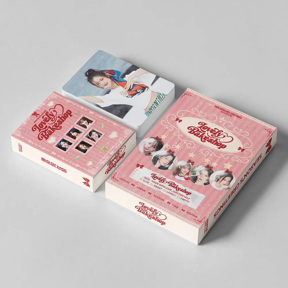 55pcs Kpop (G)I-DLE 2025 LOVELY BAKESHOP Lomo Card Stickers Photocard Double Sided Printed YUQI Fans Collection Postcard Gift