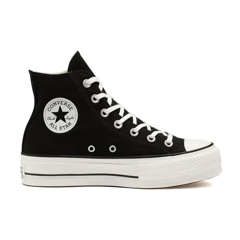 Converse All Star Lift High muffin bottom Classic versatile leisure non-slip high-top canvas shoes women's black and white