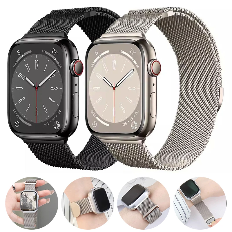 

Strap For Apple watch ultra Band 44mm 40mm 45mm 41mm 49mm 42mm 38mm 45 mm correa Milanese Loop bracelet iWatch series 3 6 se 7 8