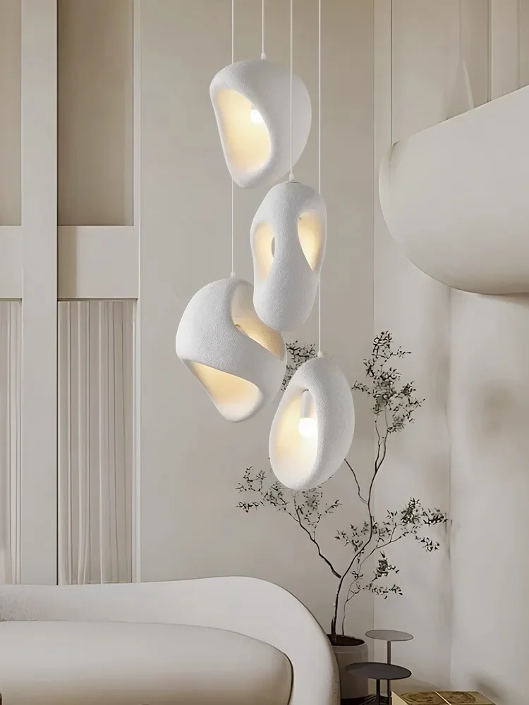 

Nordic Wabi-sabi Pendant Lights Irregular Living Room Chandelier E27 Villa Staircase Suspend Lamps Loft Decor Droplight Fixtures
