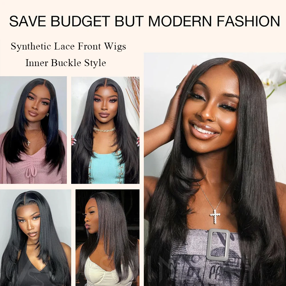 13x6 Lace Front Wig Butterfly Layers Heat Resistant Synthetic Hair butterfly layers wig - TikTok Shop main image 4