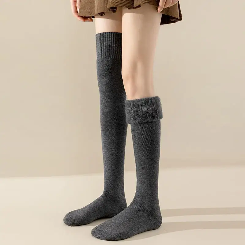 Cashmere Tall Socks Women's Fuzzy-Lined Plush Cozy Winter Hosiery Leg Covers Over-Knee Socks Bestseller Warm Thick Stockings image 3