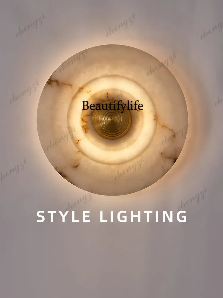 M138 Modern light luxury imitation marble wall lamp minimalist creative high sense living room entrance background wall lamp bed