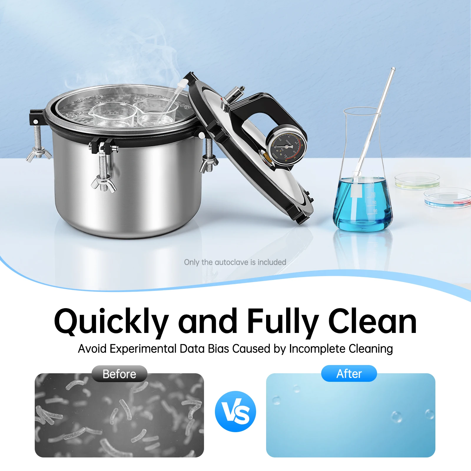 Autoclave de laboratoire 1,2 kW 8 L, autoclave à vapeur portable haute température en acier inoxydable 110 V 0,17 MPa 304 pour équipement de laboratoire