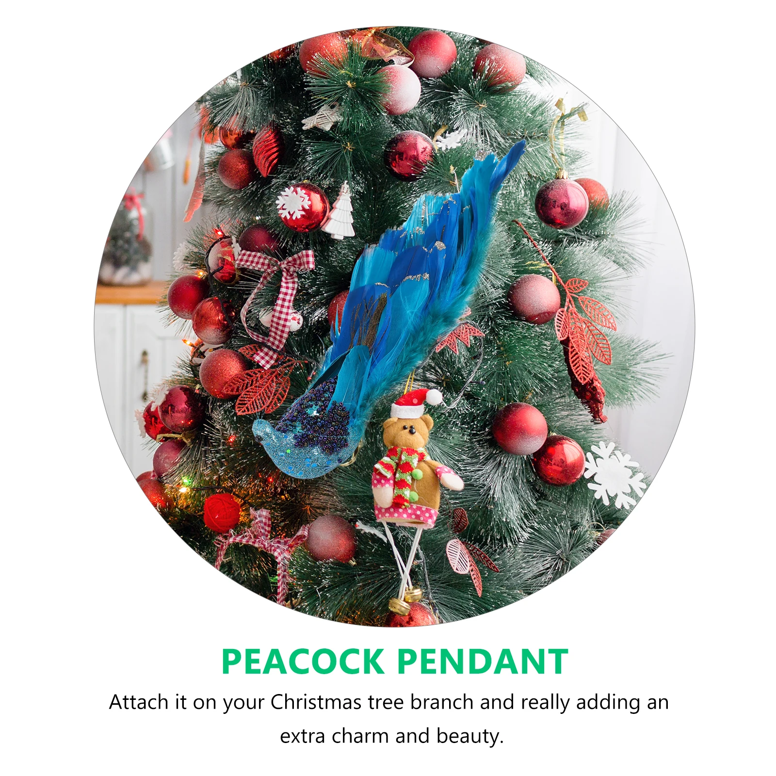 

1pcs Peafowl Hanging Ornament Christmas Tree Decoration Animal Figure Xmas Party Accessory Material Garden Shelf Home