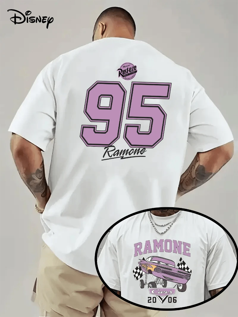 

Футболка Disney Pixar Lightning McQueen Ramon Retro 95, гоночная футболка, официальный аксессуар для фильма с дизайном логотипа Lightning McQueen