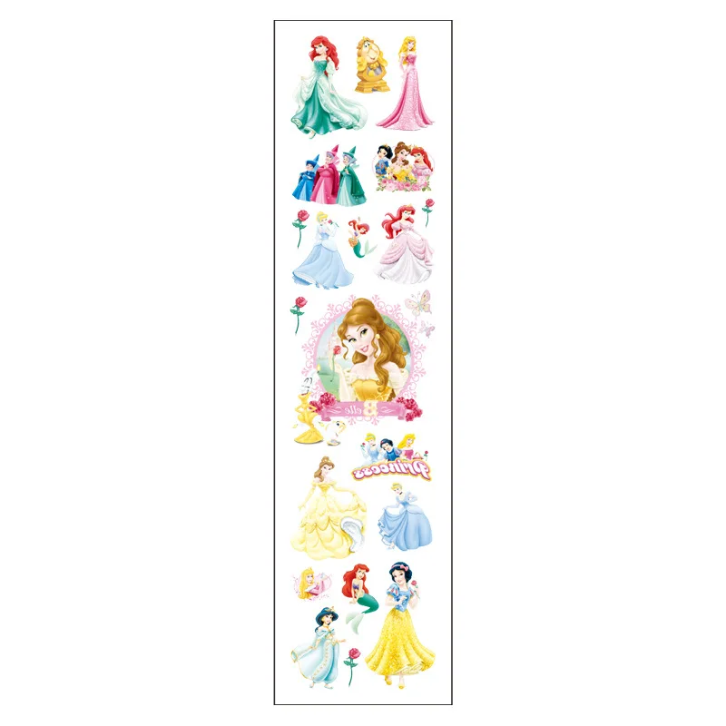 1Pcs New Disney Princess Tattoo Sticker Cartoon Snow White Belle Figure Sticker Toy for Girls Children Birthday Party Gift