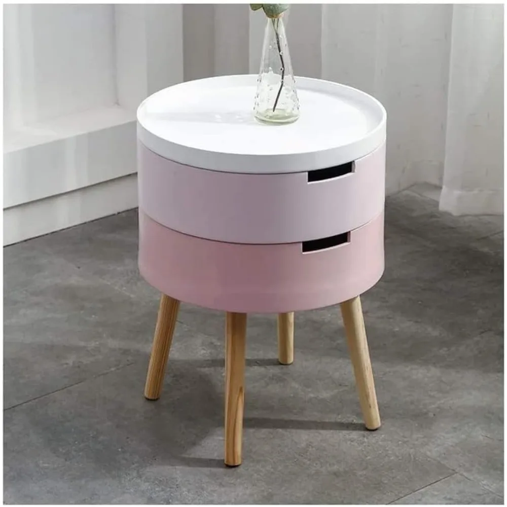 Coffee Table, Minimalist Round 2-story Bedside Table, Nordic Style Simple Bedside Table, Storage Cabinet, Side Table Furniture