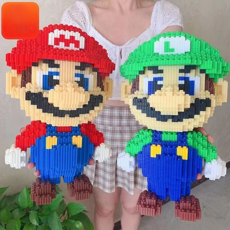 Super Mario-rompecabezas de bloques grandes para niños, juguete de ensamblaje, rompecabezas 3D, regalo de cumpleaños, decoración de escritorio