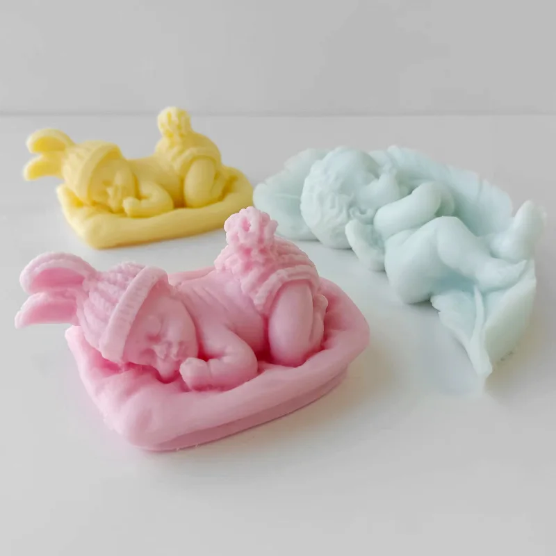 Baby Candle Mold Sleeping Baby  Handmade Decor Aromatherapy Silicone Mold Baby In Sleep Further Sleeping Mold