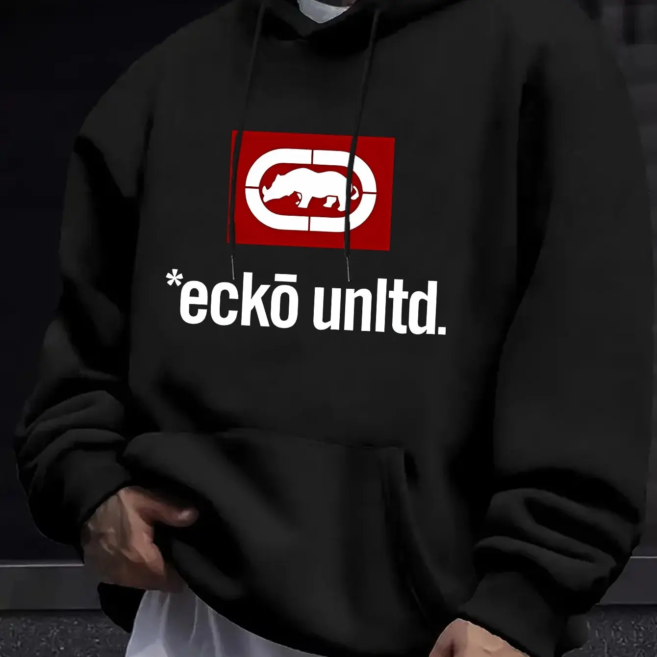 2026 Nueva sudadera con capucha para hombre con gráfico "Ecko Unlimited" - Suéter casual de manga larga Ajuste regular Otoño/Invierno Sudadera con capucha informal