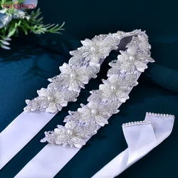 TOPQUEEN Elegent Pearl Belt Wedding Bridal Dress Sash Women'S Evening Party Gown Waistband Maternity Girdles Satin Ribbon S219