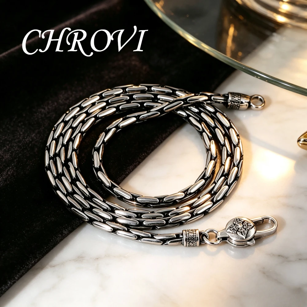 Luxury-Style 925 Sterling Silver 4MM Snake Bone Chain Bamboo Joint Chain Men's Necklace Vintage Couple Pair