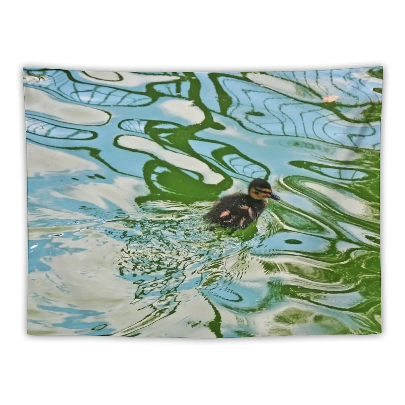 

Mallard duckling swimming in a pond Water Reflections Tapestry For Bedroom Kawaii Room Decor Decoration Home Tapestry