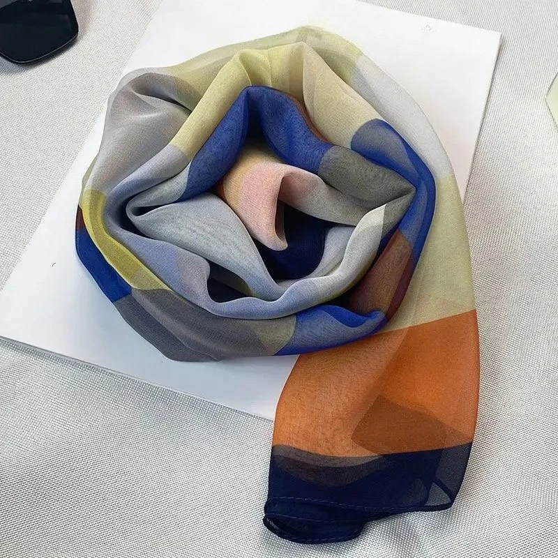 

Summer Multicolored Silk Scarf for Women's Lightweight Printing Fashion Silk Scarves Outdoor Accessories