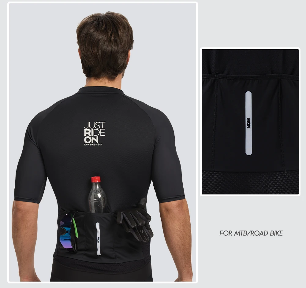 RION Herren Radsporttrikot MTB Mountainbike-Shirts UPF50+ Sonnenschutz Kurzarm Pro Fahrradbekleidung Straßenrenn-Oberteil Sommer – Detail 10