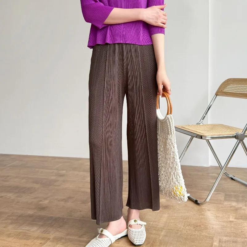 미야케 플리츠 팬츠 2025 가을 신상 플리세 고급 플리츠 의류 플러스 사이즈 루즈 캐주얼 다용도 기품 출퇴근 팬츠