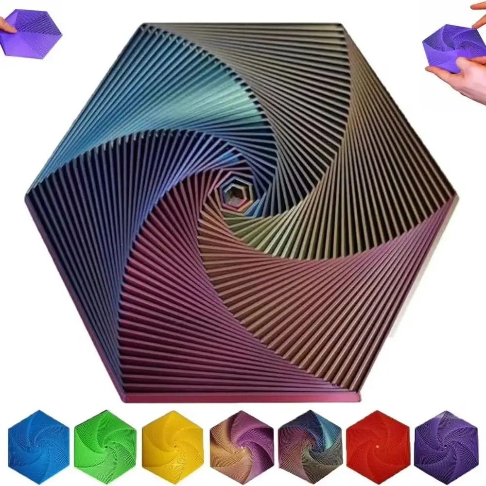 Brinquedos de descompressão hexagonal impressos em 3D para presente, design exclusivo colorido e formato compacto, presente pensativo e requintado