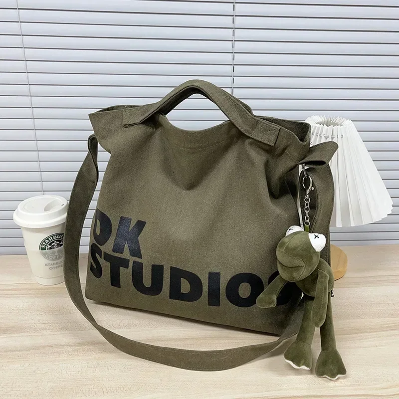 Neue verdickte gewaschene Segeltuch tasche, koreanische Damen handtasche Umhängetasche, Einkaufstaschen für Frauen mit großer Kapazität, Schult aschen für Schüler – Detail 6