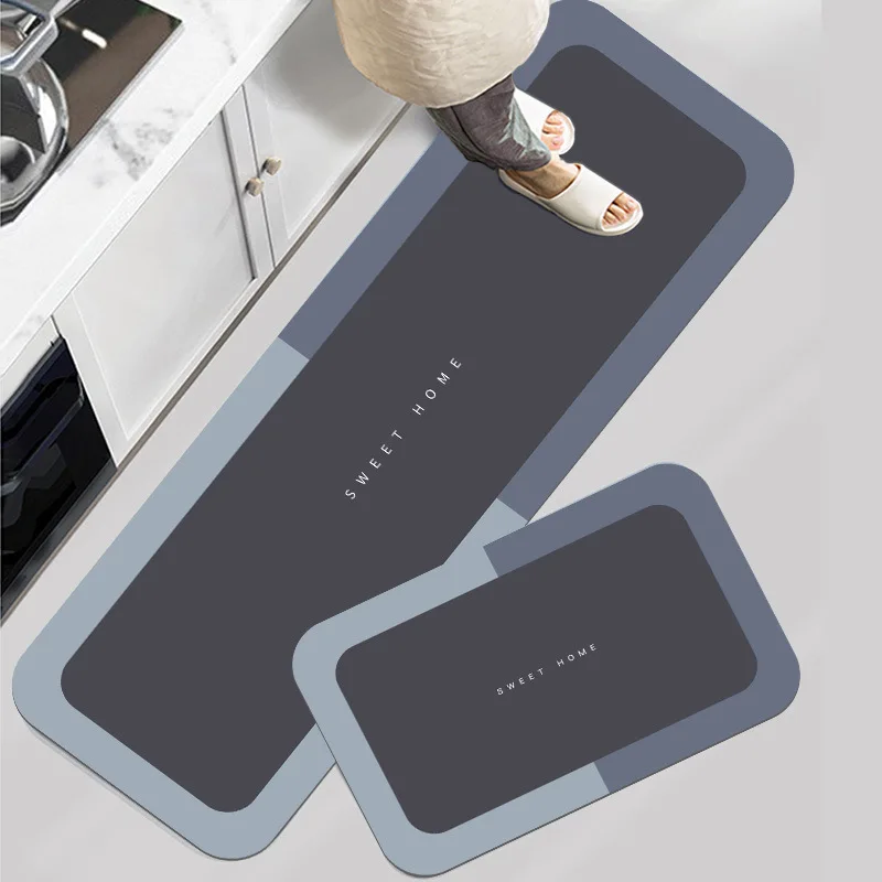 VIKAMA 2pc Kitchen Floor Mat Waterproof, Non-Slip and Dirt-Resistant Foot Mat Household Door Mat Long Carpet Set