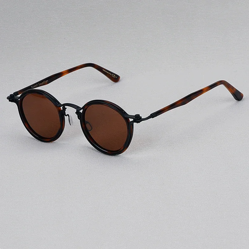 Limited Fashion Vintage TAVA-T UV400 Polarized Sunglasses SC017 Alloy-Acetate Frame Retro Round Pilot Type AAA+ Original Quality