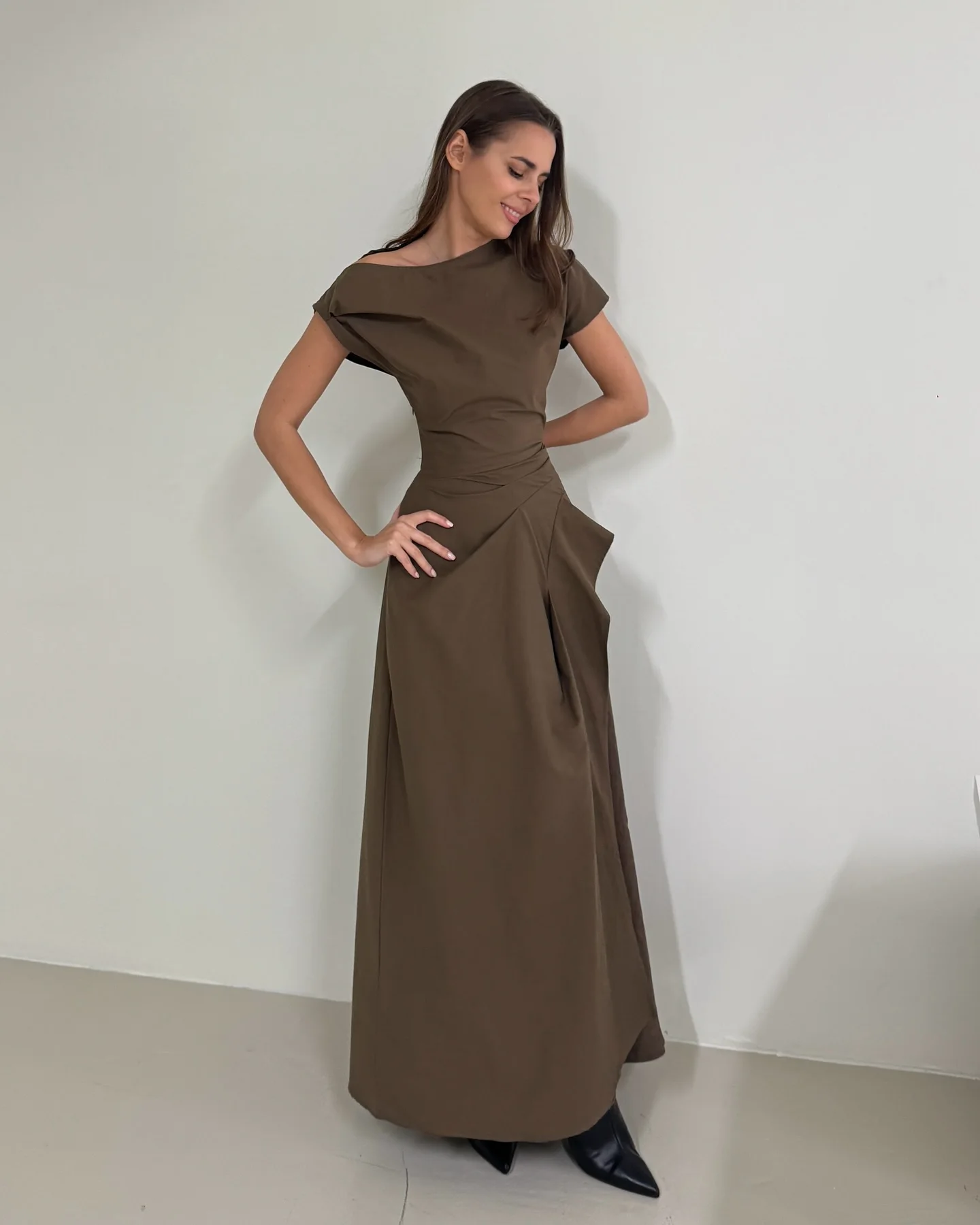 

Customized Classic Crew Neck Jersey Off the Shoulder Evening Dresses Elegant Ankle Length Celebrity Gowns Vestido De Noche