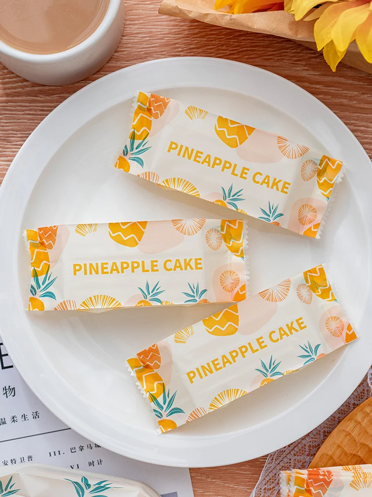 100pcs Pineapple Crispy Packaging Bag Gift Pineapple Cake Biscuit Cookie Packaging Bag Bakery Supplies Gift Box Packaging