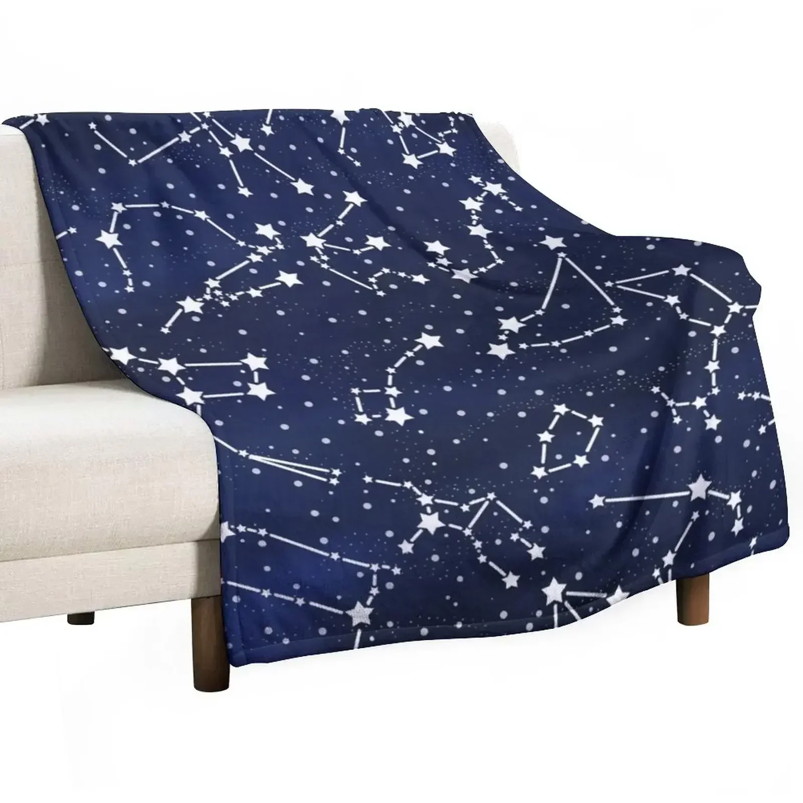 Vintage 1950s Inspired Outer Space Constellation Star Map Throw Blanket Loose Bed Blankets