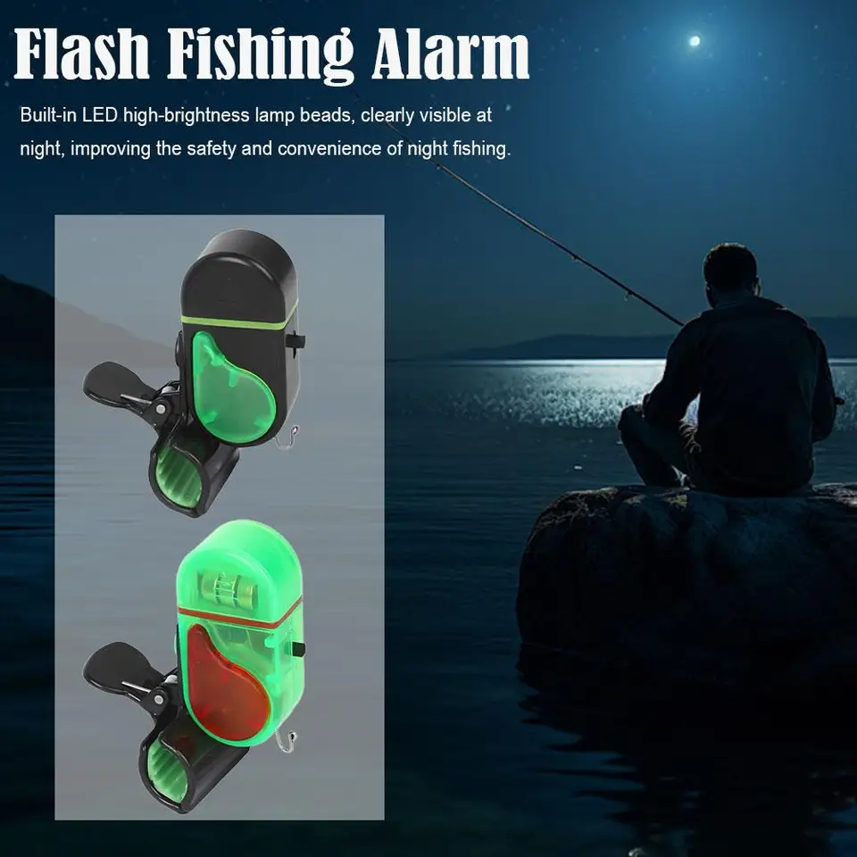 Fishing Bite Alarm with LED Light, Clip On Fish Rod Electronic
