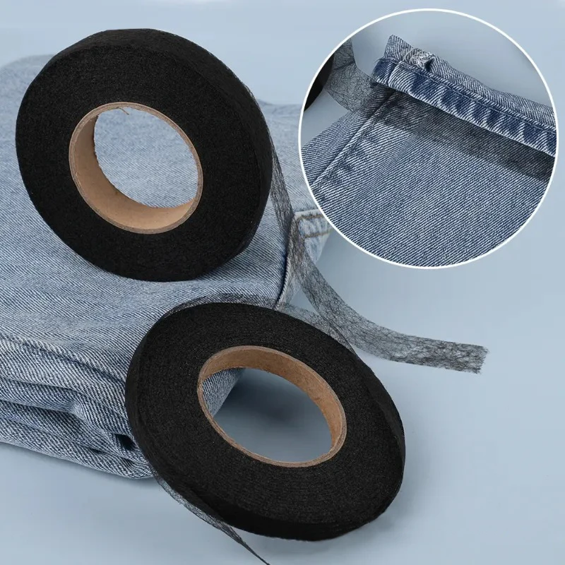 60M Roll Non-Woven Double-Side Interlining Adhesive Fabric Cloth Apparel Iron On Hem Tape Edge Shorten Pants Clothes Diy Sewing