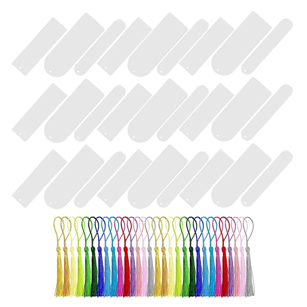 30pcs Acrylic Bookmarks Tassels Pendant Design Diy Bookmark Decorative Gift For Readers Study Aids Page Marker Lightweight