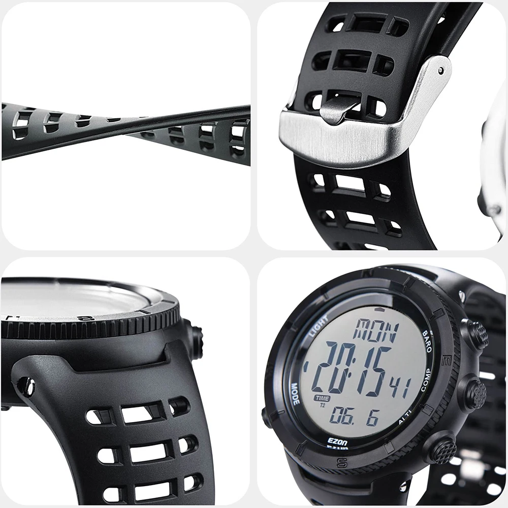 EZON H001H11 Men\'s Outdoor Sport Digital Watches Running Swimming with Altimeter Barometer Compass 50M Waterproof