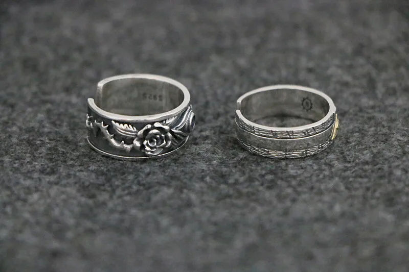 Punk Trendsetter Männer und Mädchen Rose Silber Ring Vintage Hip-Hop Horus Auge Gottes Single Silber Ring