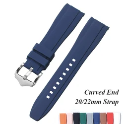 Watch Band for Omega for Swatch for MoonSwatch Curved End Diving Silicone Rubber Wrist Bracelet for Water Ghost Strap 20mm 22mm