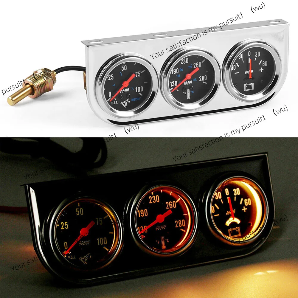 Automobile modification oil pressure water temperature current 12V general mechanical triple meter
