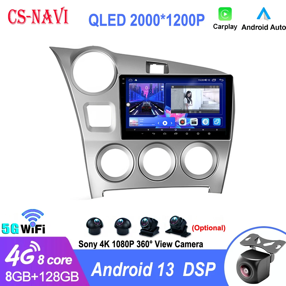 

Android 13 для Toyota Matrix 2 E140 2008 - 2014 Автомобильный мультимедийный видеоплеер Радио GPS Стерео навигация Carplay Авто WIFI 4G DSP