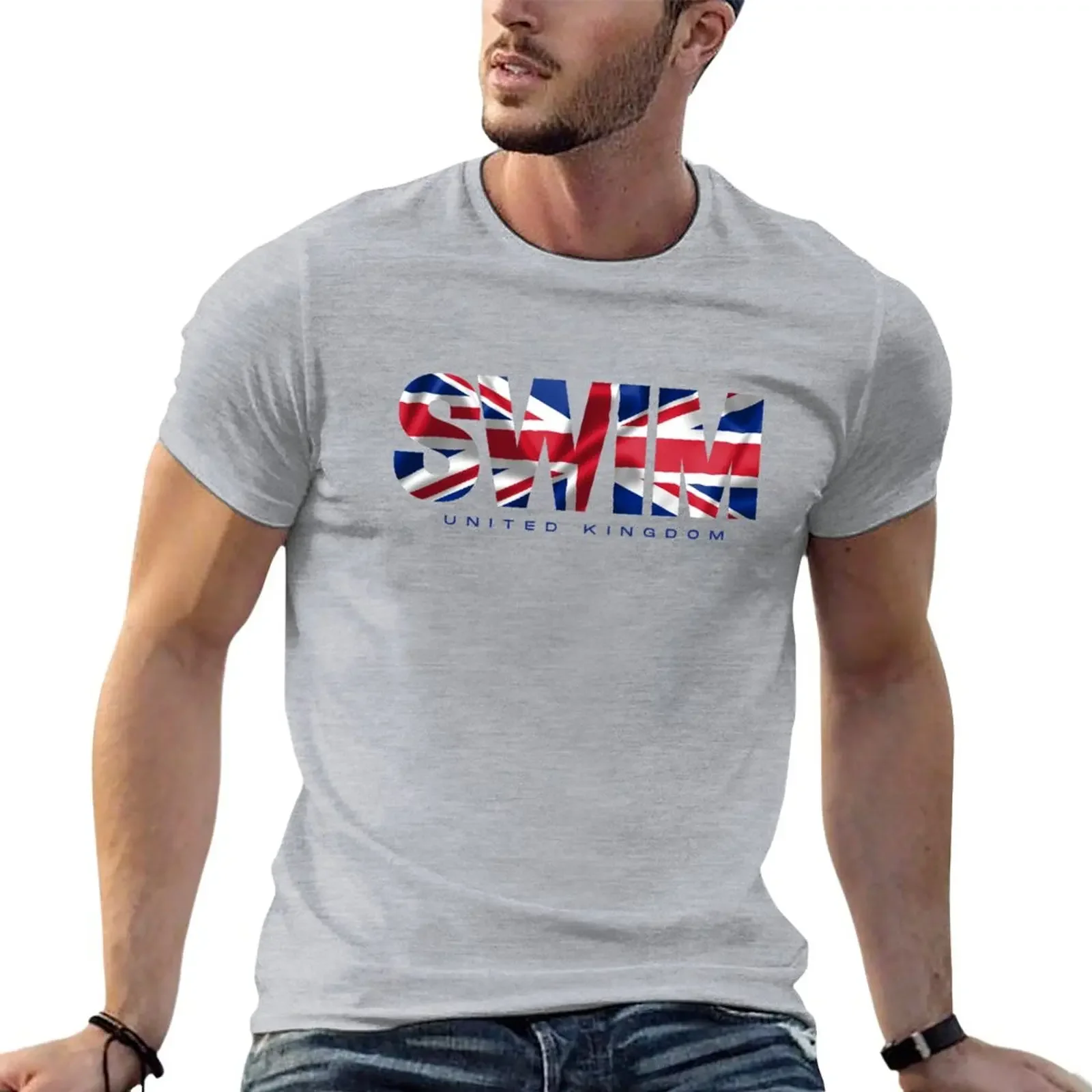United Kingdom Swim Flag - British Swimmer T-Shirt Short sleeve tee tees men clothing
