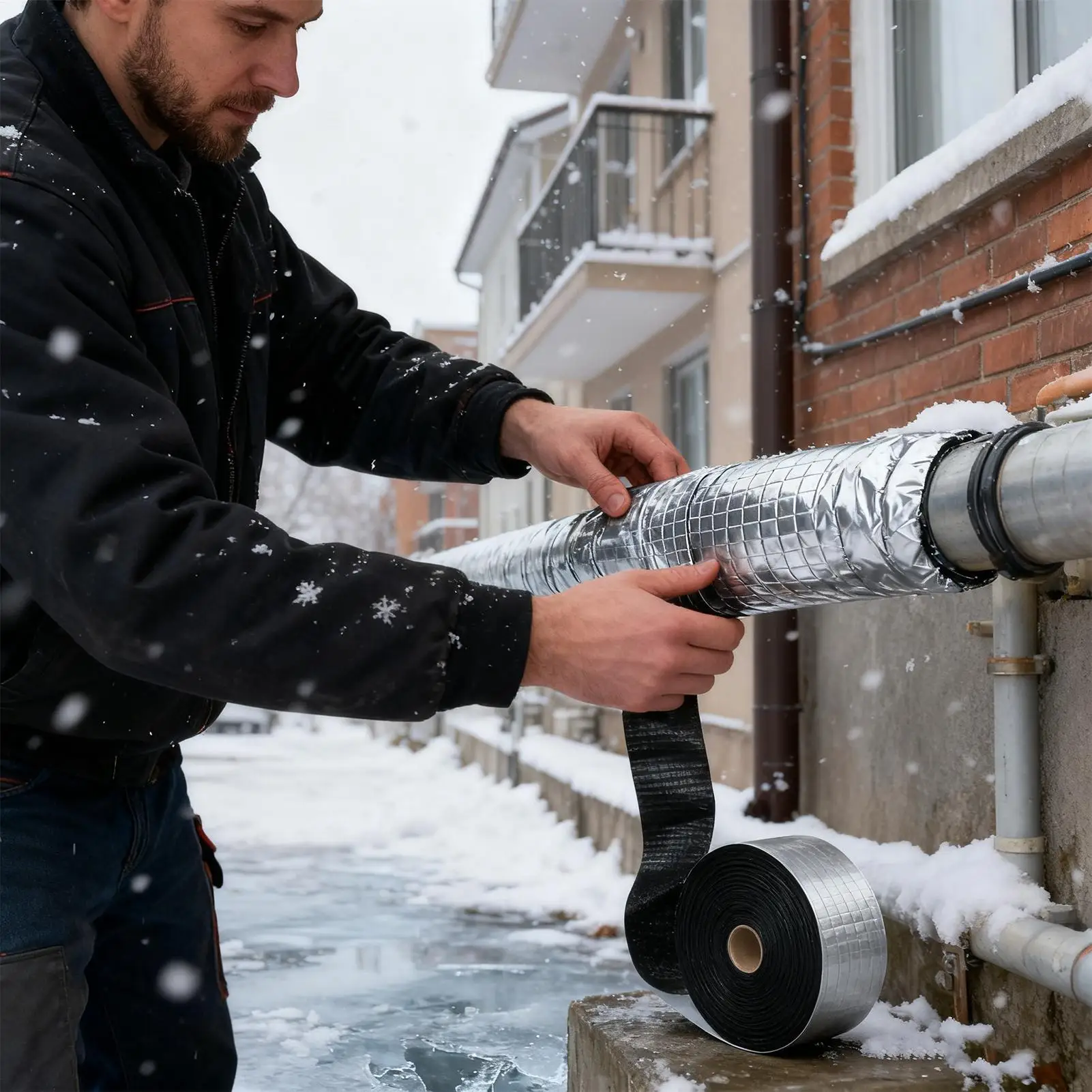 شريط عازل لأنابيب المياه ذاتية اللصق حماية من التجميد في الشتاء شريط حماية من التجميد في الهواء الطلق للأنابيب النحاسية