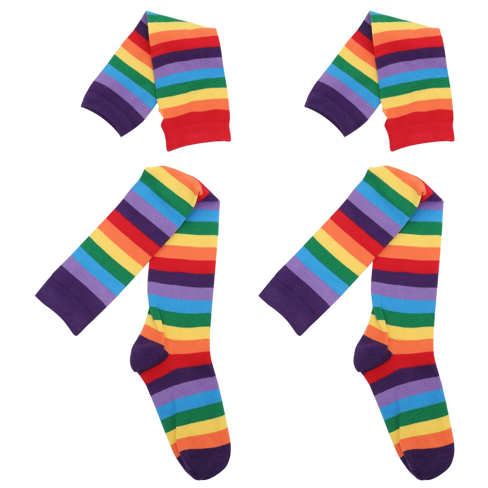 

Rainbow Arm Warmers Leg Stockings Striped Glove Set Colorful Girls Socks Gloves Lightweight AntiSlip Breathable Elasticity
