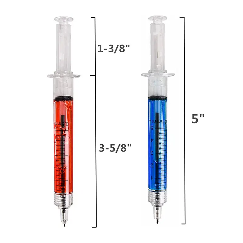 48pcs Novelty Liquid Syringe Black Blue Ink Ball Pens Ballpoint Pen