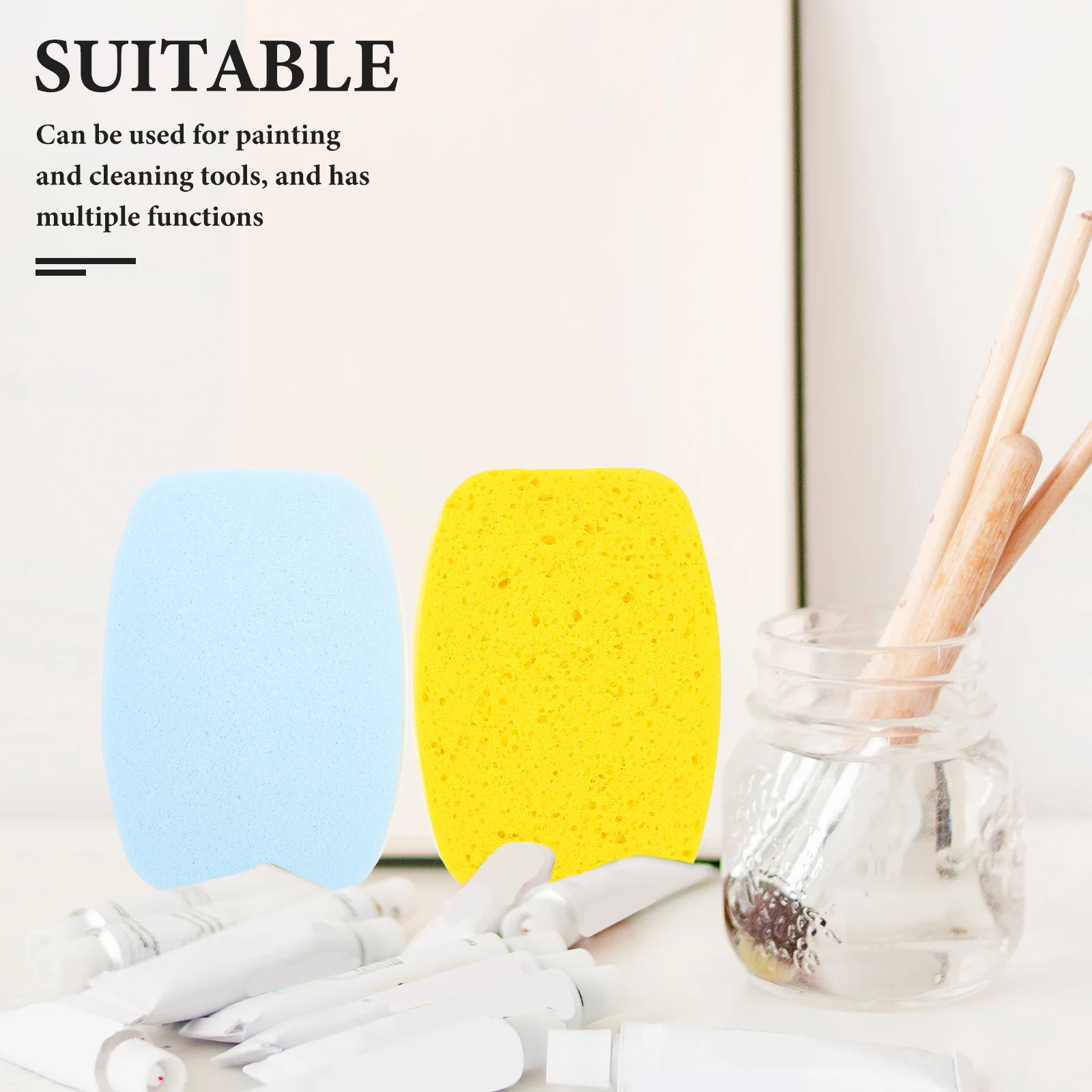 

2 Pcs Painting Sponge Dedicated Pigment Water-absorbent Color Artist Sponges Soft