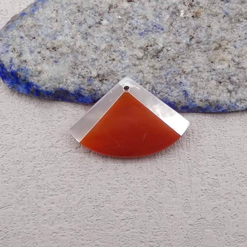 Natural Stone Intarsia Pendants For Jewelry Making,Shell Red Agate Pendants,DIY Necklace,20x29x5mm,3g