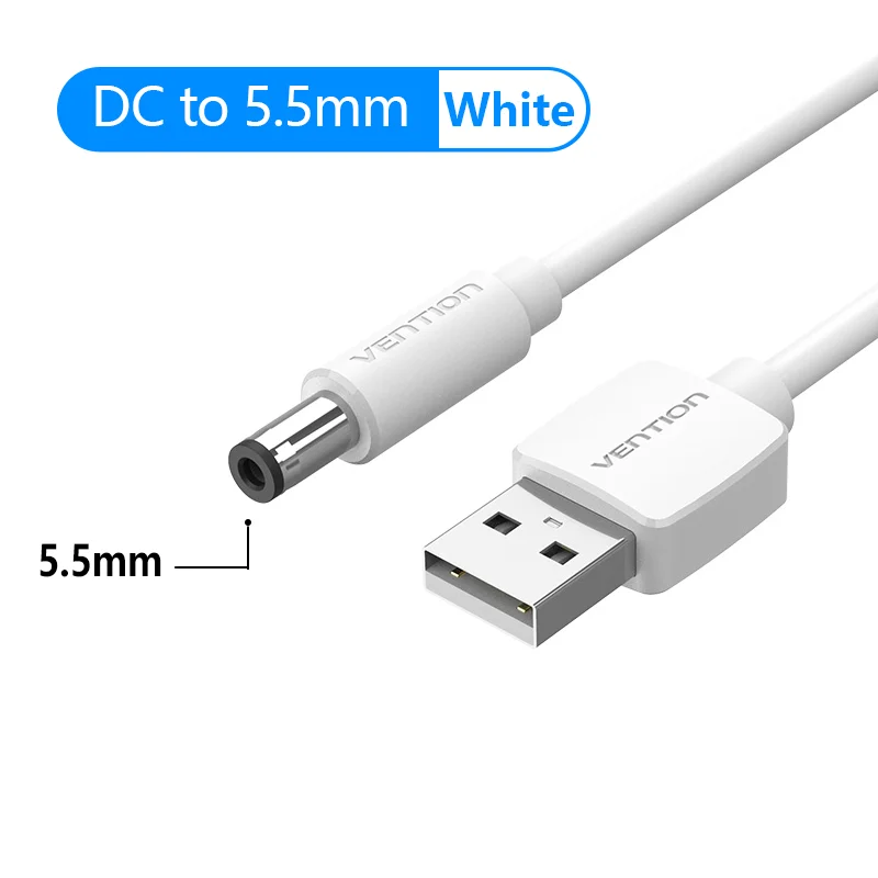 Ventie USB naar DC 3,5 mm voedingskabel USB A naar 3,5 jackconnector 5V voedingsadapter voor fans USB HUB DC 5,5 mm oplaadkabel